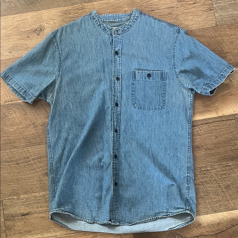 Topman Light Blue Denim Button Down Shirt